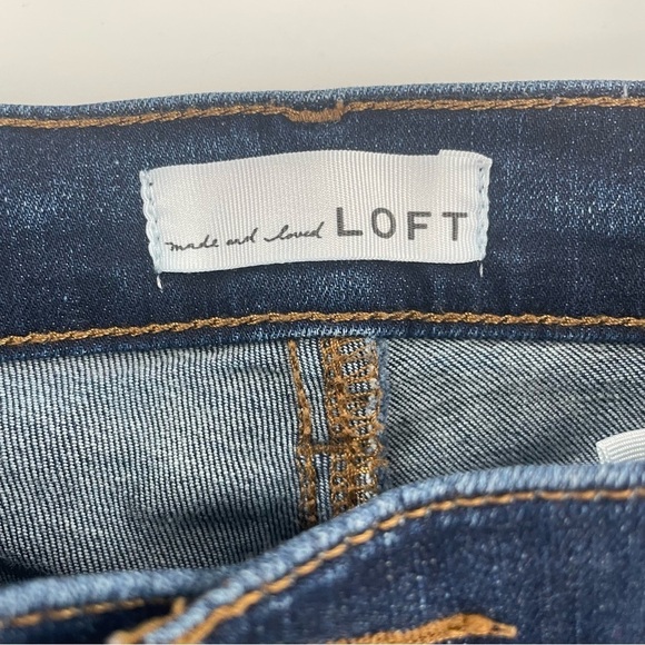 Loft Modern Straight Tall Pocket Fringe Ankle Mid Rise Medium Wash Stretch Jeans - Picture 2 of 12